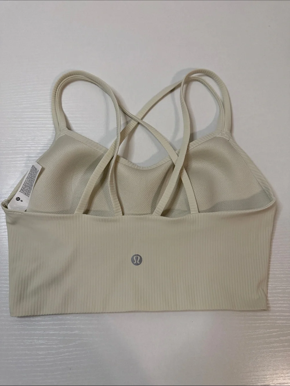 NWOT Lululemon Like a Cloud Ribbed Longline Bra Light Support B/C Cup - Bone
